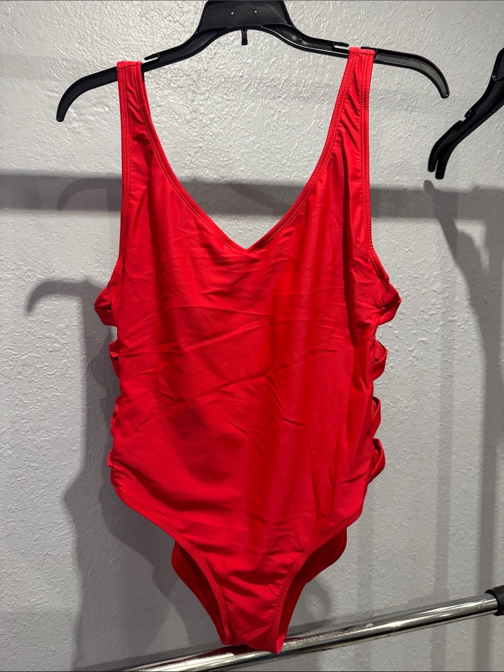 Xhilaration Bright Red Women's One-Piece Swimsuit with Side Cutouts
